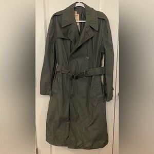 Trench Coat Ceiling Zero By Blauer Sz 38R Green USA Vintage 60s Rare Military